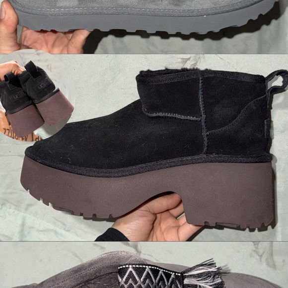 UGG Shoes - UGG Black Platform Classic Mini Boots | Shearling Lined | Chunky Sole | Women’s